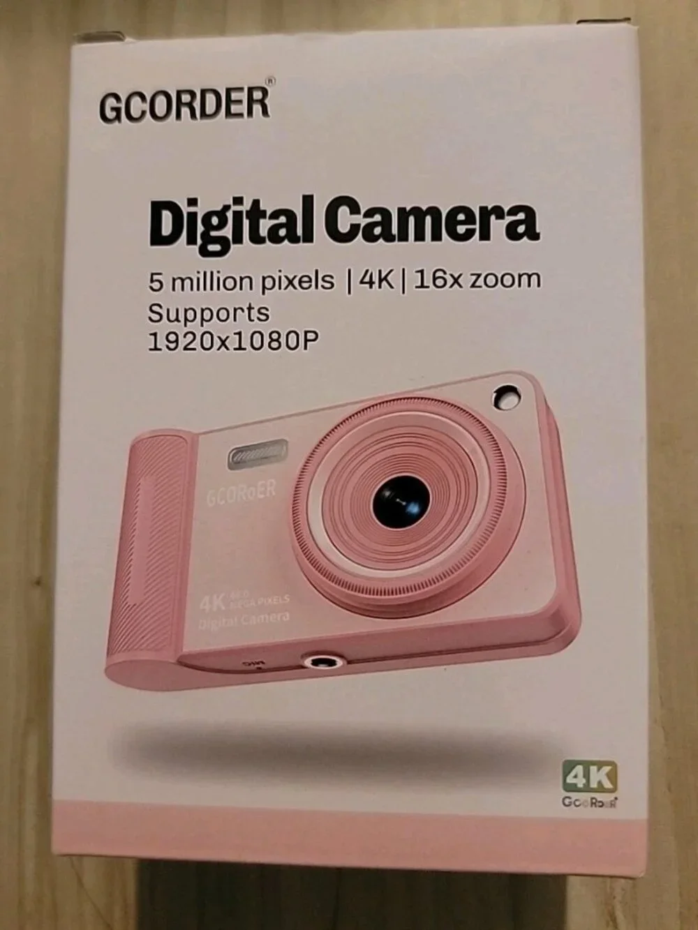 Digital Camera, 4K Vlogging Kids Camera with 44MP & 16X Zoom Anti-Shake, Pink
